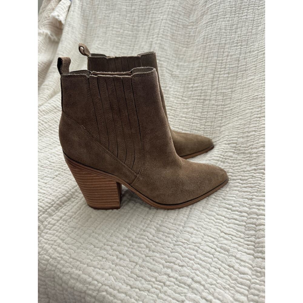 Marc Fisher Pointed Tan Suede Bootie Size 8.5 - image 2